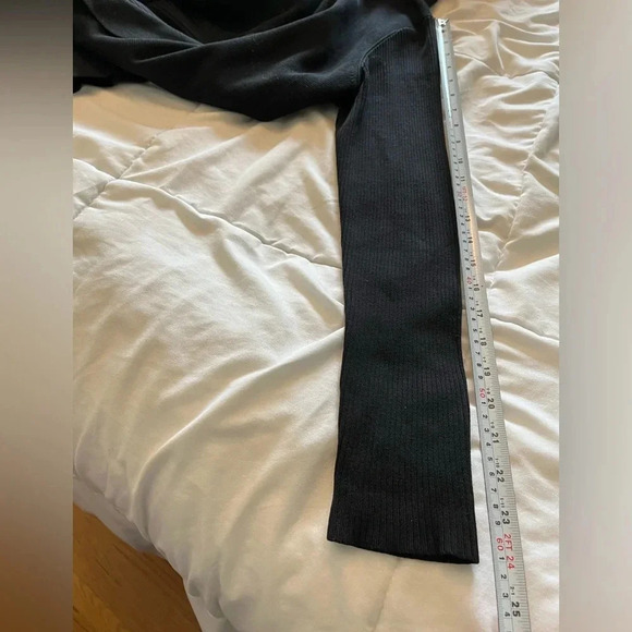 Eileen Fisher, silk asymmetrical, black, long  sleeve cardigan, size medium. - Picture 14 of 14